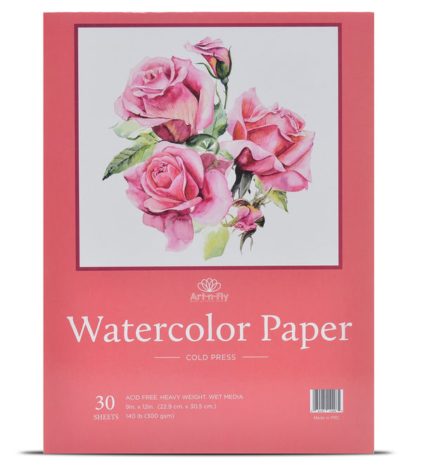 Watercolor Pad Paper, 100% Cotton 20 Sheets, 140lb/300gsm, 32K 16K 12K Glue  Bound, Acid