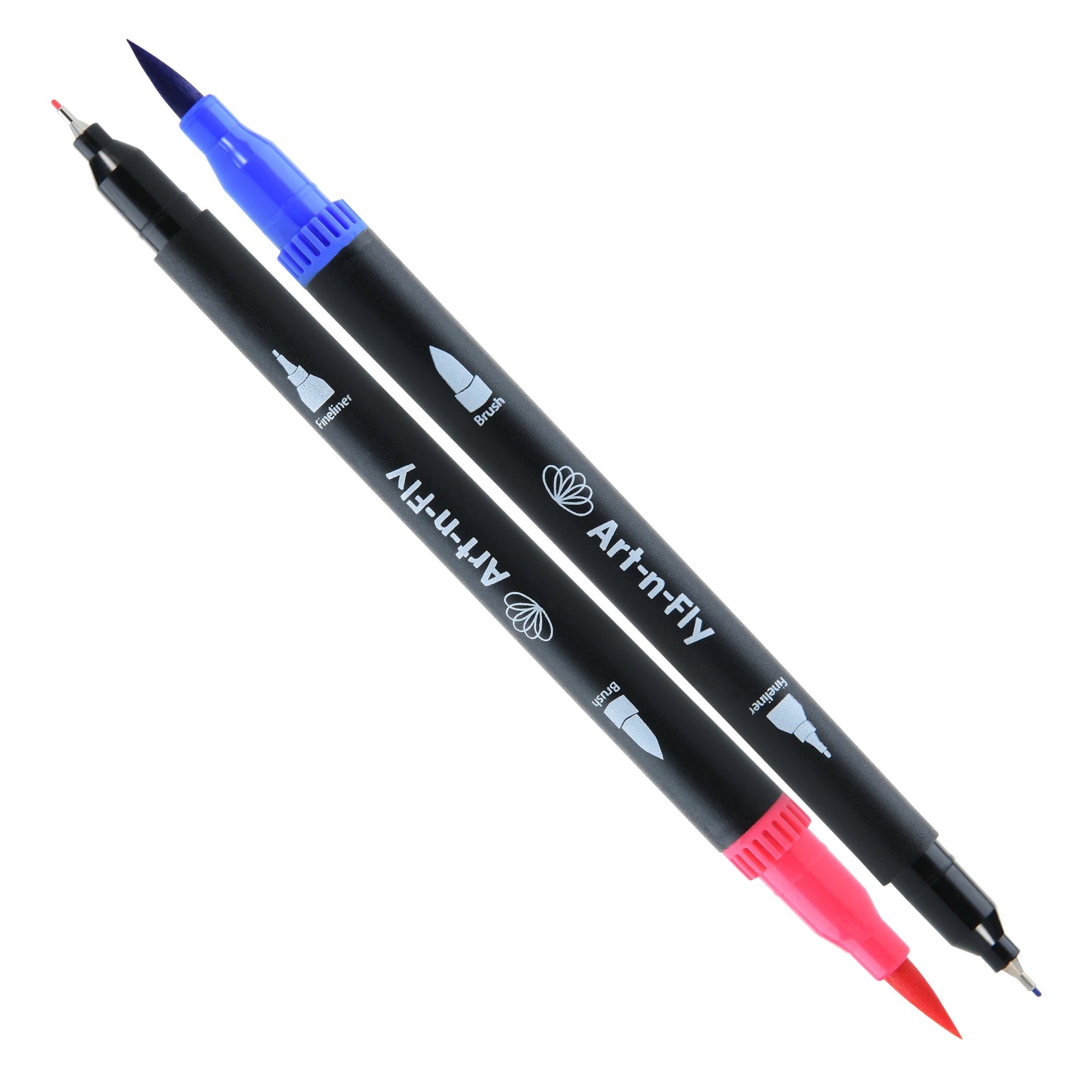 Art-n-Fly 24 Watercolor Paint Brush Pens - Markers for Water Color Calligraphy Lettering and Drawing - Flexible Real Brush Tips - Gorgeous Pen Color