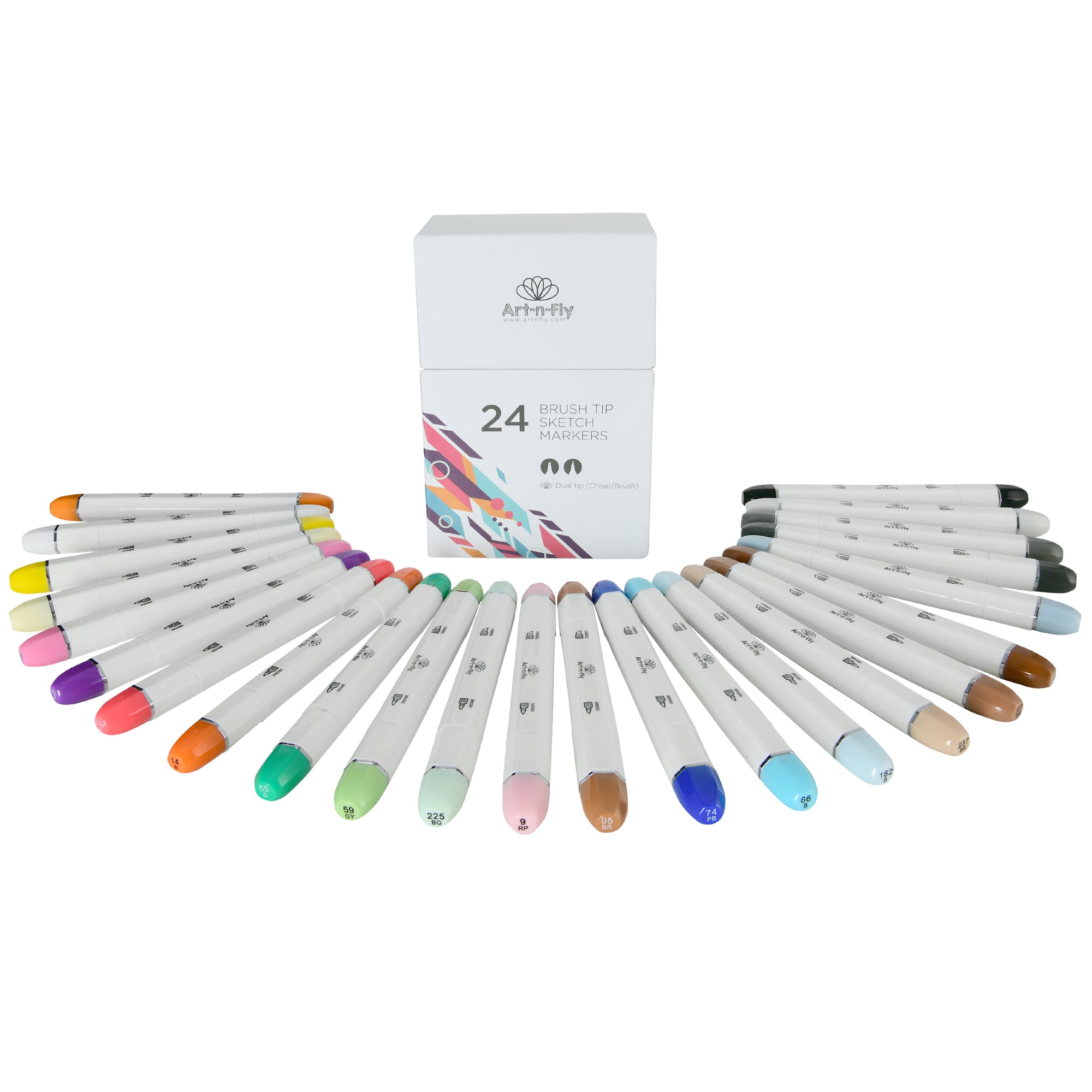 24 Colors Skin Tone Alcohol Markers Set, Dual Tip Drawing Markers